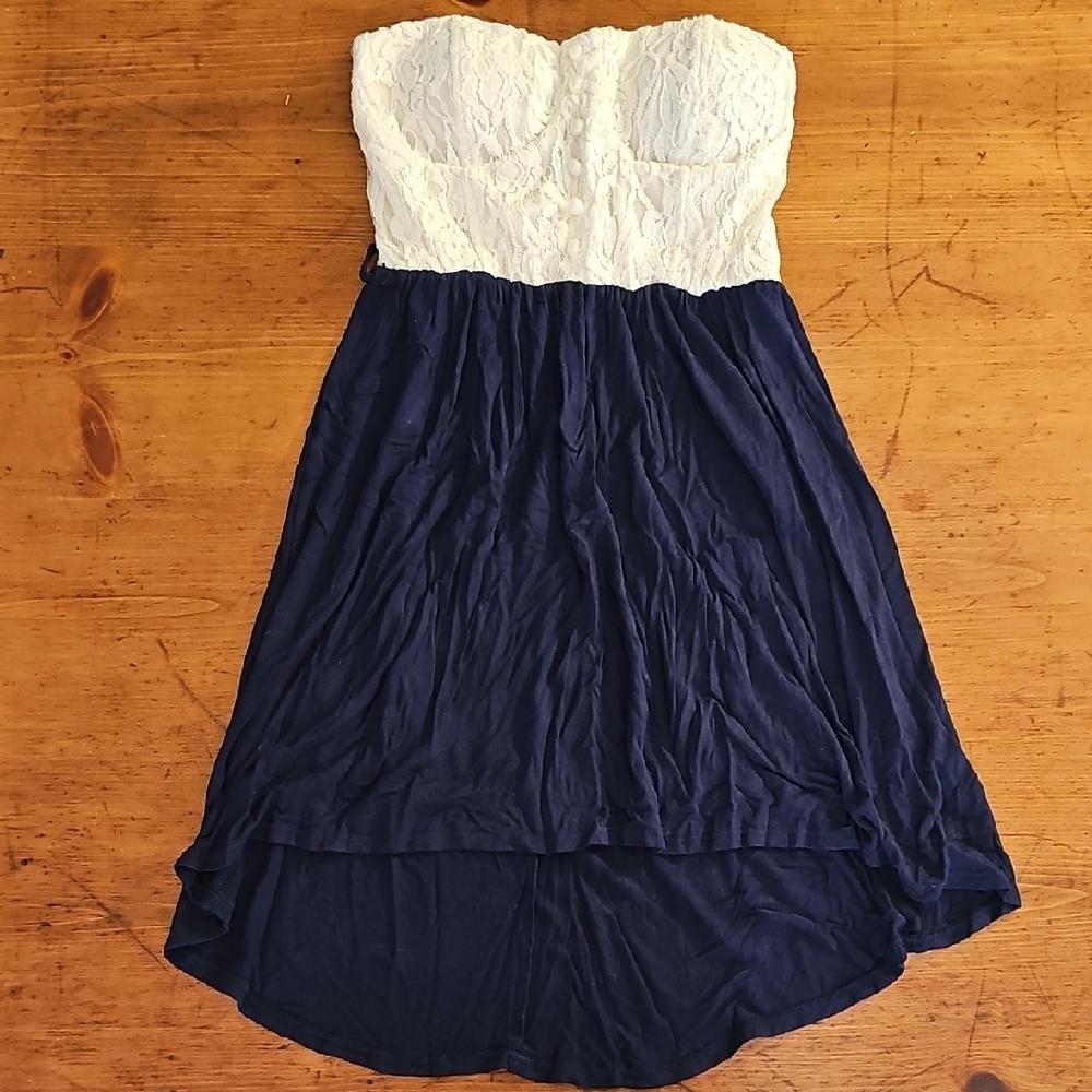 Rue21 White Lace And Navy Blue Dress